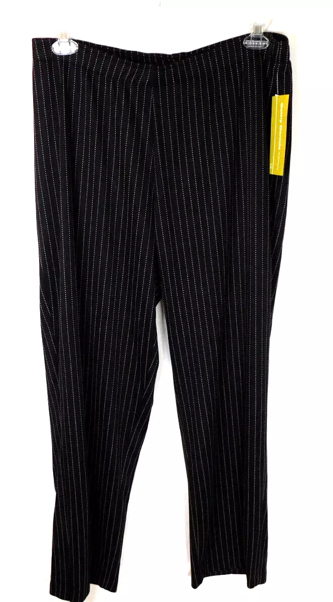 NEW Cathy Daniels Black Pants w White Stripe Elastic Waist Size 1X