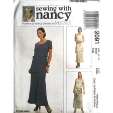 McCalls Pattern Sewing with Nancy 2091 Misses Petite Top Skirt Size 8-10