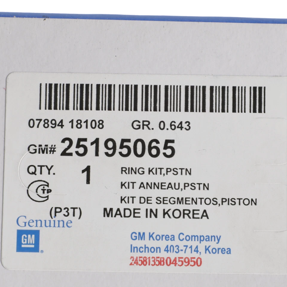 Anéis de pistão limitados genuínos GM 2011-2021 Buick Chevrolet Encore Cruze 25195065 - Imagem 4 de 4