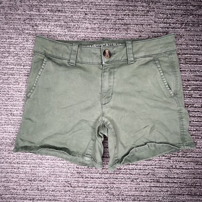 American Eagle Size 2 Girls Shorts Midi Chino Super Stretch Green