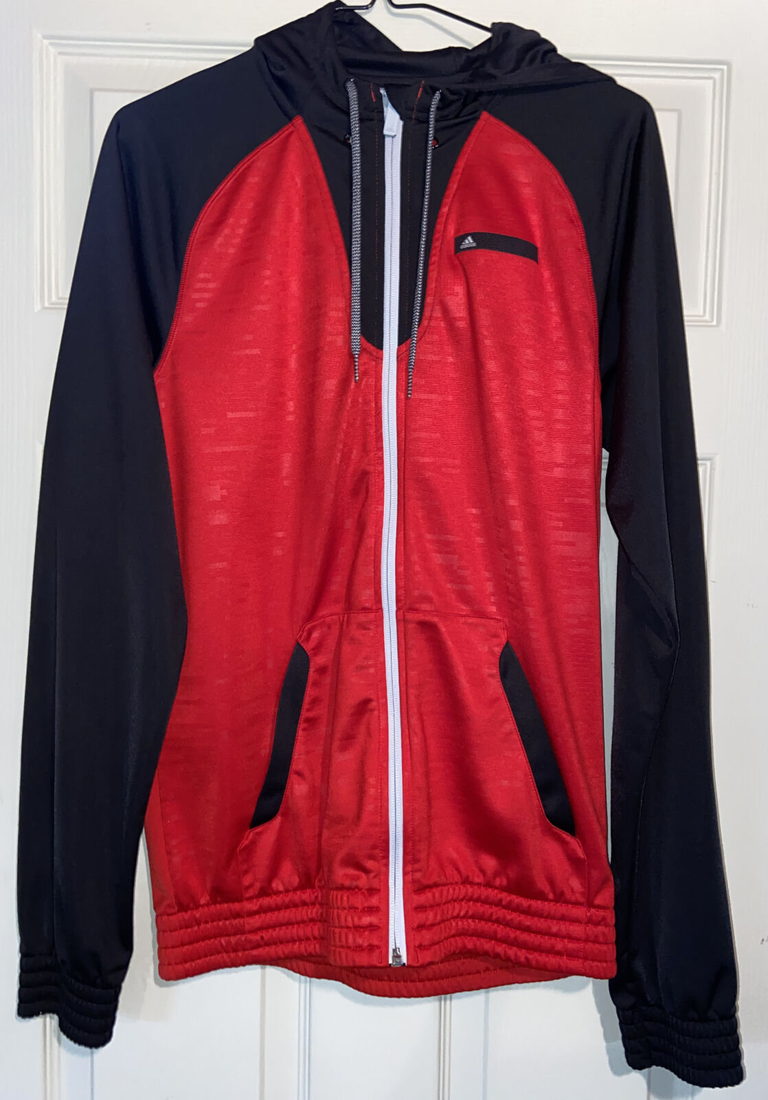 Adidas Jacket Size Youth Red with Max 56% OFF Black Athletic Industry No. 1 Sleeves Zip Up