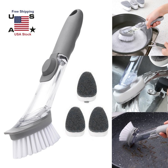Soap Dispenser Scrubber Cleaner Dish Wand Brush Scrub Refill Washing