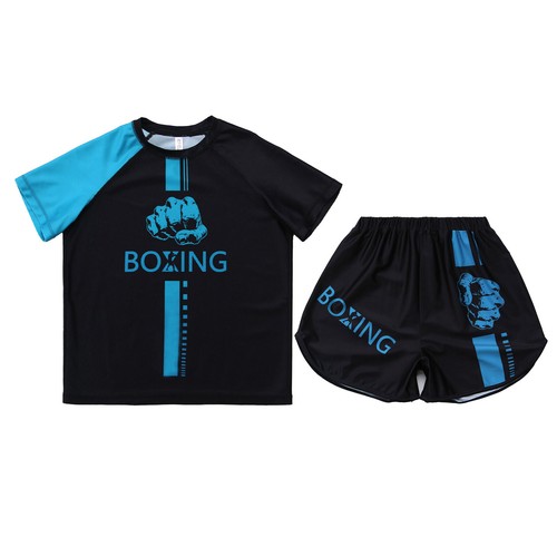 Kids Boy Tracksuit Workout Top And Short Pants Combat T-shirt With Shorts Club - Picture 17 of 39