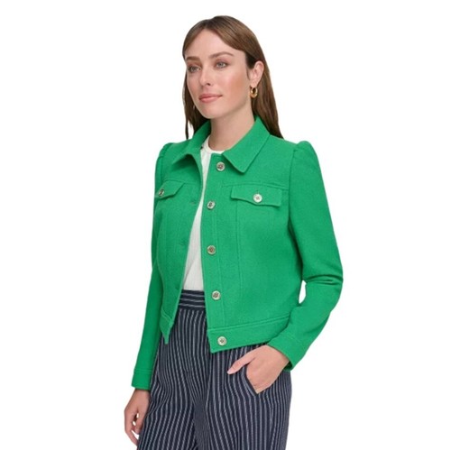 tommy hilfiger Women's Green Long Sleeve Button Front Blazer Size 8 - Picture 2 of 13