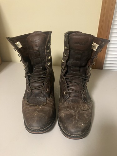 Stivali da lavoro Ad Tec, uomo taglia 9,5W, pelle marrone, ottime condizioni, lacci scarpe - Foto 2 di 8