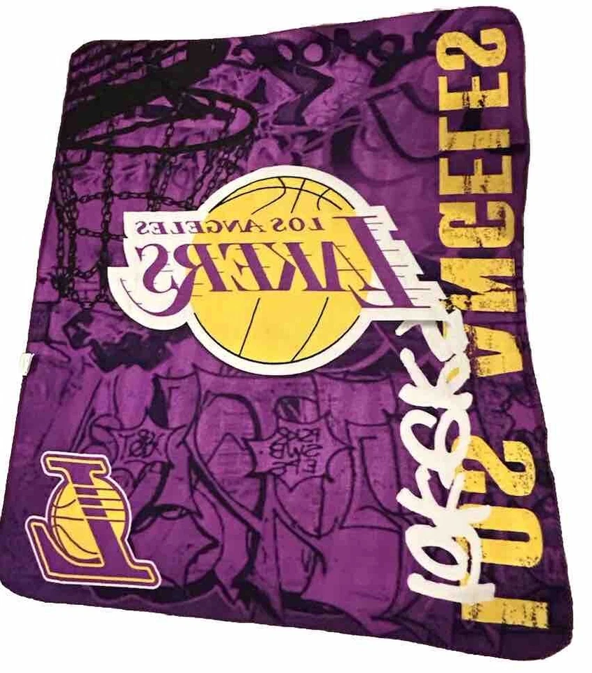 Los Angeles Lakers Graffiti Plush Throw Blanket 50" x 60" - Image 3 of 4