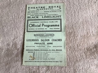 Aldershot V Queens Park Rangers QPR. 16th Nov 1946. Div 3