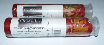 2 NOS Sealed Croscill SERENA Wallpaper Border 5yds x 2 Red Floral French Toile