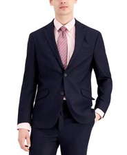Kenneth Cole Mens Slim fit Suit Jacket Blazer 38 R Navy Blue Solid
