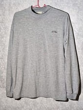 Vintage 90s LL Bean Mockneck Long Sleeve Gray Shirt Adult Medium Made In USA