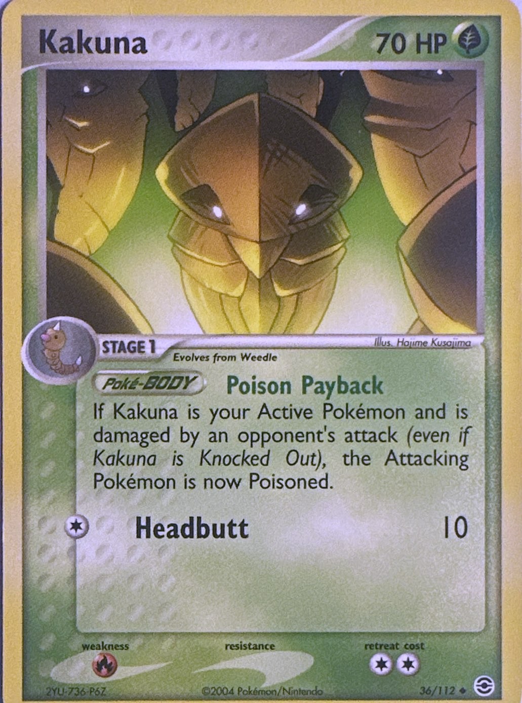 Kakuna 36/112 Uncommon FireRed & LeafGreen Pokemon Lightly Played
