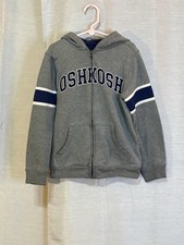 Hoodie Jacket Zip Up Long Sleeve OshKosh B'gosh Gray and Navy Kids Sz 8