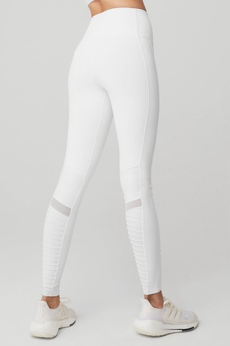 ALO Yoga High Waisted Moto Leggings Pants White Active Stretch Womens S