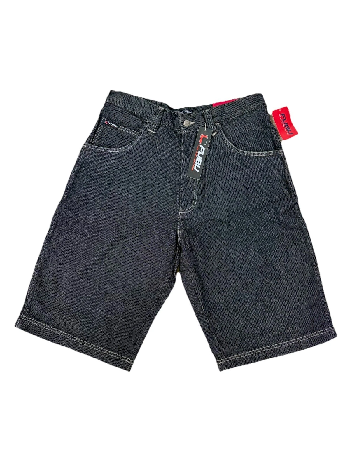Vintage Baggy FUBU Platinum Shorts Mens Black Hip Hop Skater Y2K 90s NEW NEW NEW