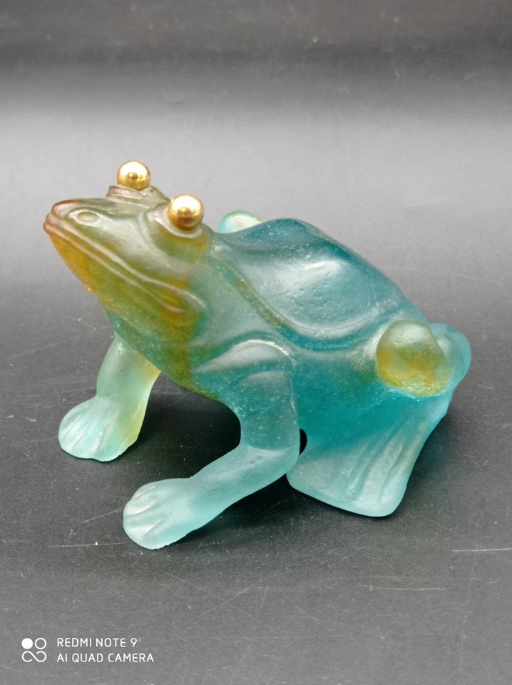 Magnifique Grenouille Reinette aux yeux dorés pâte de verre DAUM FRANCE signée . - Photo 2/4
