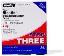 14-28 Patches Rugby Clear Nicotine Patch Step 3 7mg 14 PATCHES Free Shipping