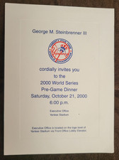 2000 WORLD SERIES PRE-GAME DINNER INVITE-GEORGE STEINBRENNER-10/21/2000-MINT
