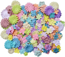 100 Pcs Handmade Mixed Mulberry Paper Flowers 18 Mm - 1.5 Inch Scrapbooking Wedd