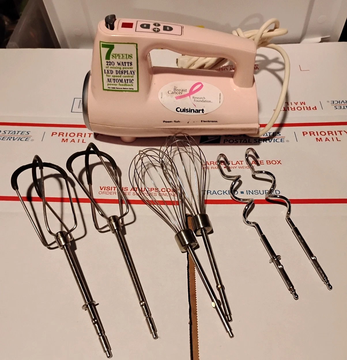 htf CUISINART PowerSelect 7 Speed Electronic Hand Mixer CHM-7 PINK Exc. used
Opens in a new window o