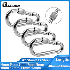 304 Stainless Steel Locking Carabiner Clips Snap Hook Spring Clip Lock Karabiner