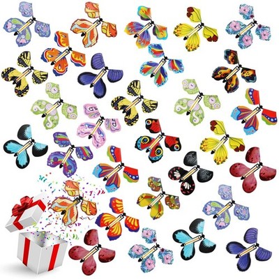 20 Pcs Magic Flying Butterfly, Wind Up Butterfly Toy Rubber Band Powered Flying