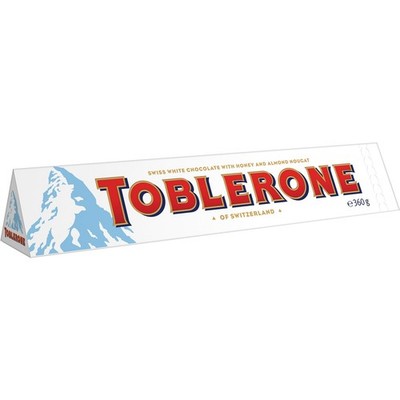 Toblerone White Chocolate With Honey Almond Nougat Large Chocolate Bar 360g