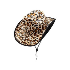 Leopard Print Cowgirl Hat Fancy Dress Cowboy Stag Hen Party Wild West Accessory