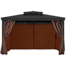 Gazebo Privacy Curtain 10' X 10' X 6.9' Waterproof Gazebo Curtains Coffee