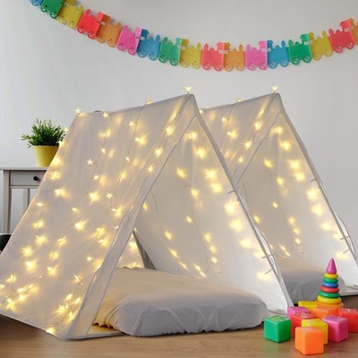 Halloscume 2 Pack Teepee Sleepover Tent with Light String Inflatable One Size