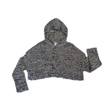 URBAN OUTFITTERS Cropped Knit Zip Hoodie Raw Edges Women's Small