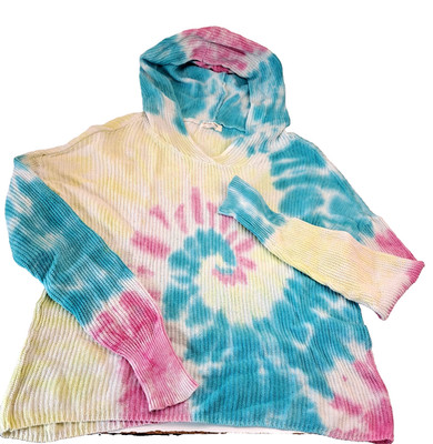 Full Circle Trends Women's 2X Sweater Pullover Hoodie Knit Tie Dye Spring
