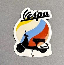 VINTAGE 12” VESPA BIKE SCOOTER PORCELAIN SIGN CAR GAS TRUCK OIL MOTORCYCLE