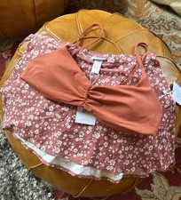 Andie Swim set Symi Cedar top  Sarong ditsy floral rose skirt bottom Large NEW