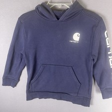 Carhartt Boy's Size Small 8-10 Pullover Hoodie Navy Sweatshirt
