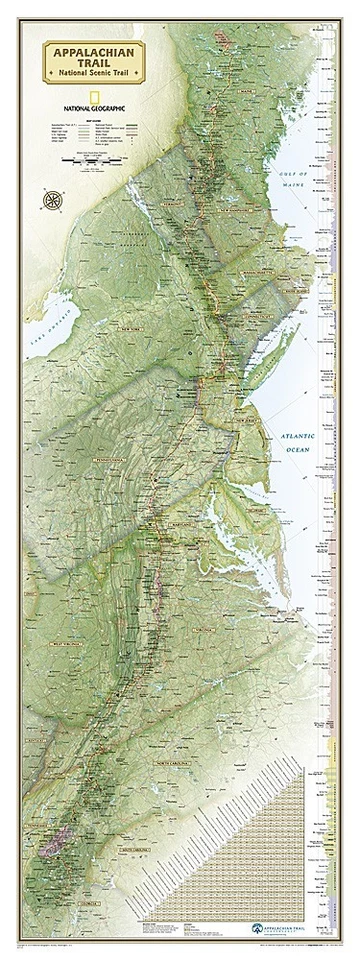 APPALACHIAN TRAIL WALL MAP (NATIONAL GEOGRAPHIC) -  BOXED (LIKE NEW) - Image 2 of 2