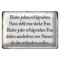Blechschild Spruch 30X20Cm Hinter Jedem Mann Steht Frau