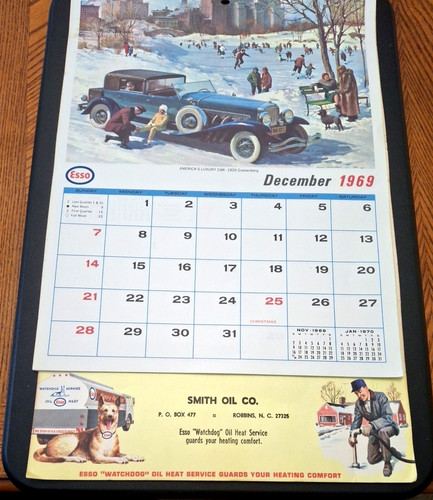 Vintage Esso Advertising Calendar 1969-1970 Oil Company