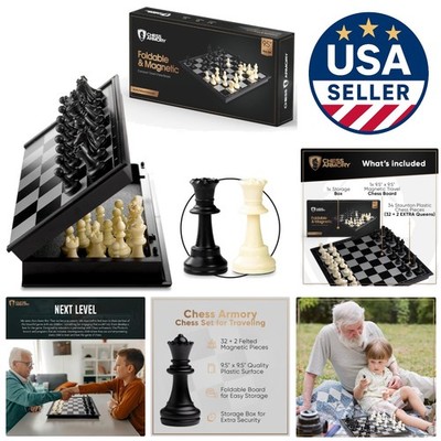 Luxurious Magnetic Chess Set - 9.5  Traveling Board with Storage & Sturdy Pieces