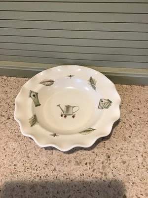 Pfaltzgraff Naturewood Fluted Rim Soup Pasta Cereal Bowl Leaves Bees Garden Tool