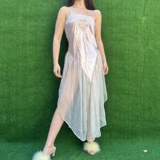 Vintage 90s Romantic Moods Ethereal Chiffon Ballerina Satin Slip Dress sz L