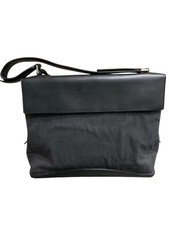 AUTHENTIC Prada VTG 90s Charcoal Grey  Fabric Black Leather Handbag Purse Rare!