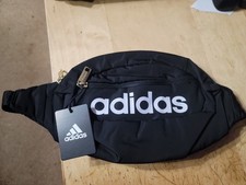 Image of Adidas Waist Pack Fanny Pack Black White Gold Logo Belt Bag NWT