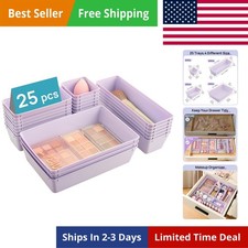 25 PCS Plastic Drawer Organizers Set, 4-Size Versatile Bathroom and Vanity Dr...