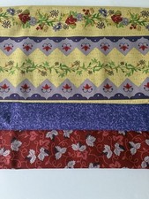 3 Half Yards Vera  s Garden Floral  Purple Fabric Bundle Crafts Decor Accessory