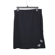 VTG 90s/Y2K Embroidered Butterfly Black Skirt Sz Large Side Slit Stretch Fairy
