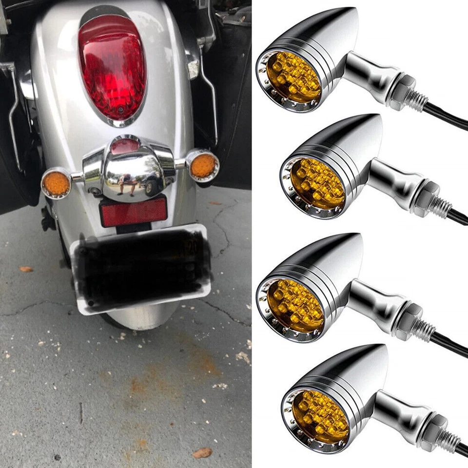 Luces intermitentes LED de señalización de giro para motocicleta Yamaha V Star 650 950 Bullet 4X Foto 2 de 4