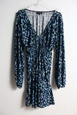 QED London Womens Leopard Print Stretch Dress - Blue - Size Medium (a15)