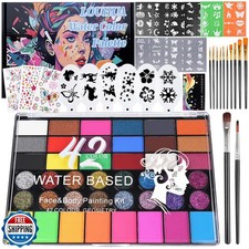 LOUHUA 42 Colors Face Painting Kit for Kids, Professional Water Activated Fac