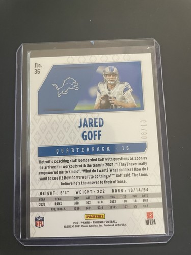 2021 Phoenix JARED GOFF Black Holo Prizm Variant #06 /10 No. 36 - Picture 2 of 2