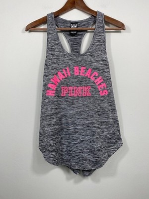 Victoria s Secret PINK Hawaii Beaches Tank Top Gray Racerback S